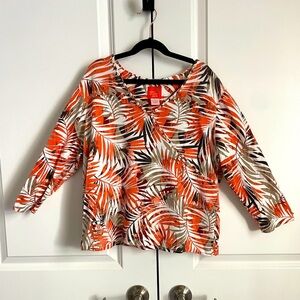 Hearts of Palm Orange Relaxed 3/4 Sleeve Blouse